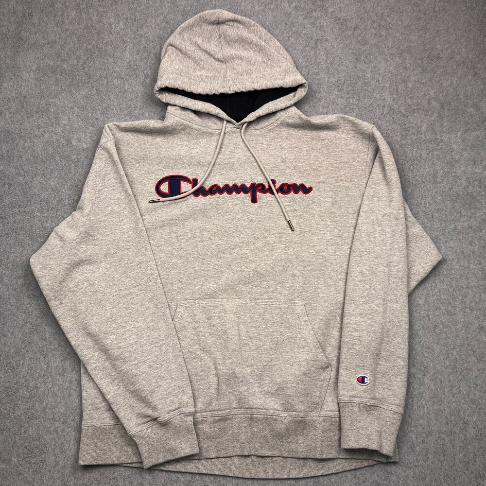 champion hoodie gray drawstring sweatshirt long sleeve mens xl